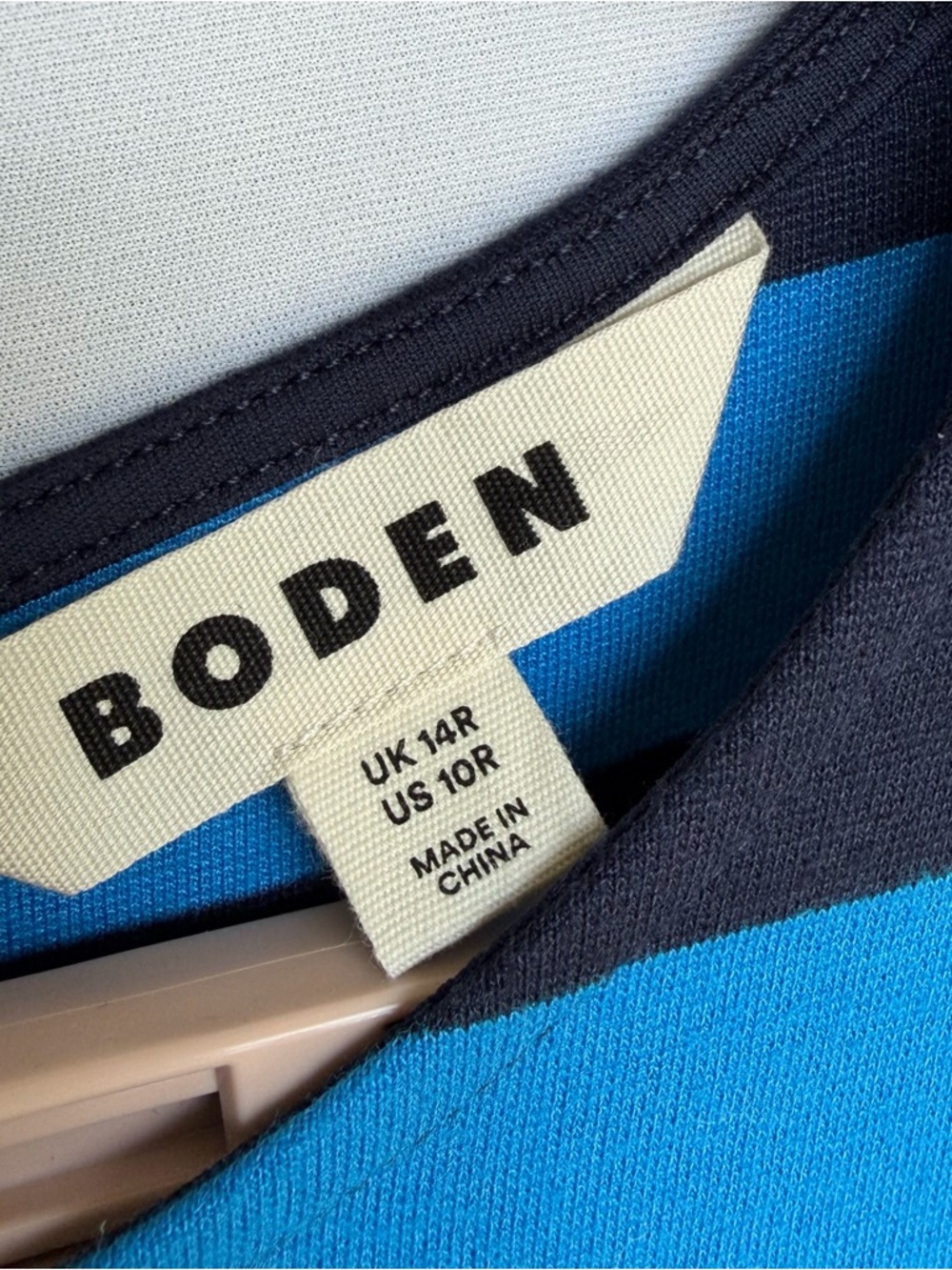 Boden Blue Striped Jersey Midi Dress Sz 10R Fit Flare Classic Retro Chic EUC - Picture 11 of 16